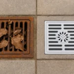 comparación entre coladera dañada y coladera exterior adecuada