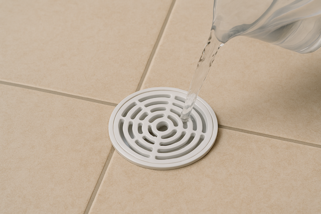 prueba de funcionamiento con agua en coladera Fleximatic recién instalada