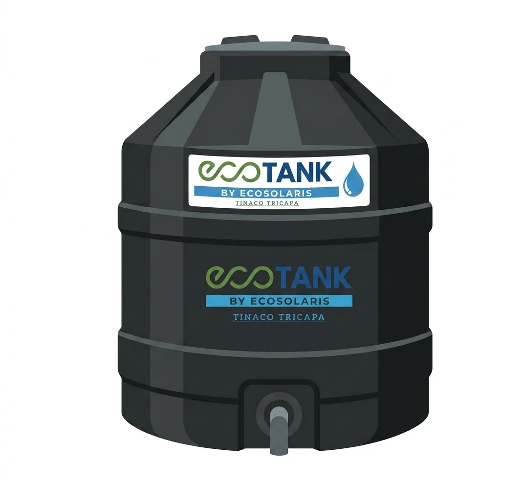 Tinaco tricapa EcoTank by Ecosolaris, color negro con protección UV